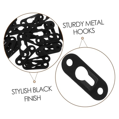 Image of 30Pcs Picture Frame Accessories Keyhole Hangers Metal Hooks Wall Mounting Plates for Photo Frames Mirrors and Artworks Invisible Design Stylish Black Finish Versatile Home Decor