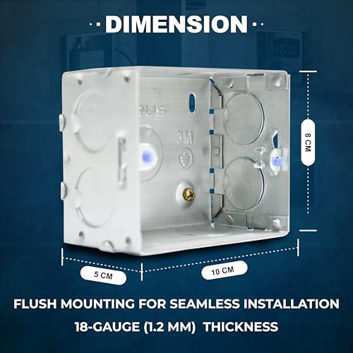 Image of Forus 4x3 Inch Concealed GI Sheet Metal Modular Box 3-Module Heavy-Duty Rustproof Galvanized Iron | 18 Gauge Flush Mount Electrical Junction Box for Home, Office, Industrial Wiring | (4Pc)