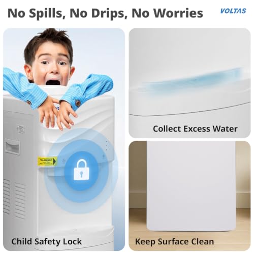 Image of Voltas Floor Mounted Water Dispenser, 3 Water Modes (Hot, Normal, Cold), ABS Body, White, Minimagic Wave FS, 20 litres