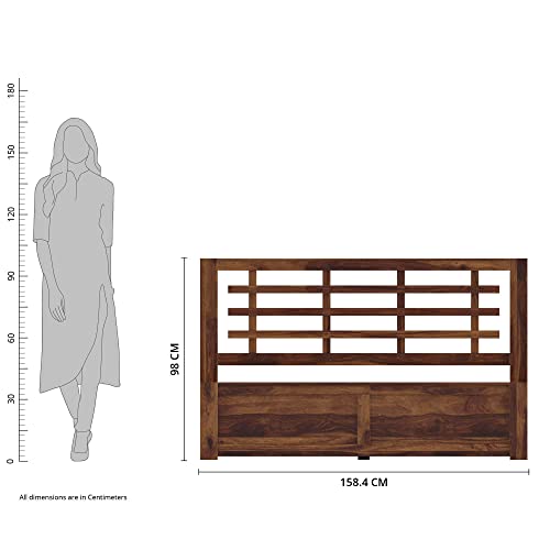 Image of Solid Sheesham Wood Meliora Queen Size Bed with Box Storage Wooden Double Bed Palang Cot for Bedroom, Living Room, Hotel and Home (Natural Finish)