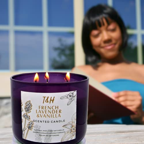French Lavender Vanilla Scented Candles Aromatherapy Gifts For Women | 15.8 Oz Soy Candle Long Lasting Scented Candles For Home | Stress Relief Candles 3 Wick | Office Gifts For Women #TOP6