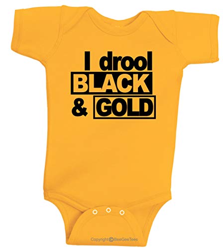 I Drool Black and Gold Funny Baby One Piece All Sports Baby Clothing