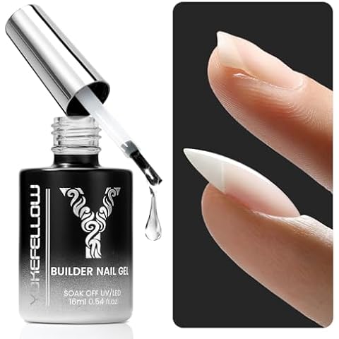 YOKELELLOW Clear Builder Nail Gel - 6 In 1 Hema Free Nail Apex Building 16ml for Nail Strengthener Repair of Unevenness and Nail Extension Gel Base Coat Gel Rhinestones Cover