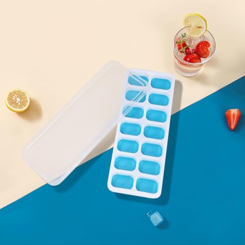 Moldes para cubitos de hielo de silicona con tapa azul miniatura 1