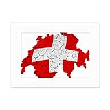 DIYthinker Karte Schweiz Abstrakte Flagge Muster Desktop-Foto-Rahmen-Weiß-Bild-Kunst-Malerei Passt 10.2 x 15.2cm (4 x 6 Zoll) Bild Mehrfarbig