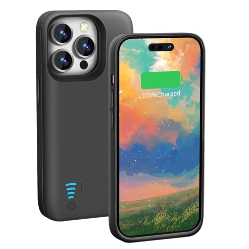 Loytal Battery Case for iPhone 15 Pro Max, 6000mAh Rechargeable Extended Battery Charging/Charger Case, Add 100% Extra Juice (6.7 inch) Black