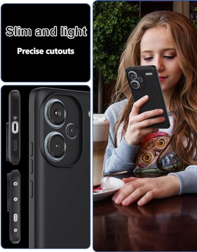 Image of DIZORO Compatible with Mi Redmi Note 13 Pro Plus 5G Back Cover with Upgraded Square Edges for Camera Protection Shockproof Flexible Matte Liquid Silicone Mobile Phone Case (Black)
