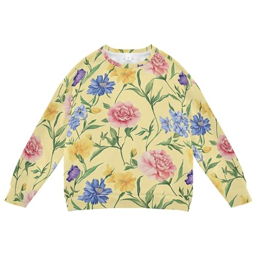 JUNZAN Florals Carnation Delphinium Yellow Kids Girls Sweatshirt Hoodie Fleece Outerwear for Kids Sports 4T