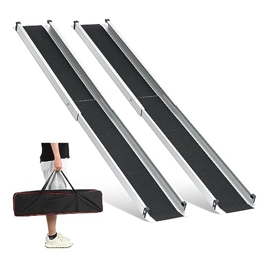 Gardhom 2Pcs Telescopic Wheelchair Ramps 7Ft, Portable Adjustable For Mobility Scooters 272Kg Loading Capacity Home Front Door Stair Steps With Carrying Bag