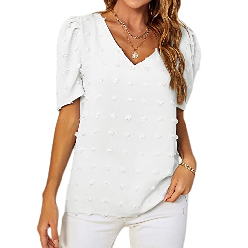 Chemise Manches Courtes Légère pour Femme Finition Points Circulaires Élégants