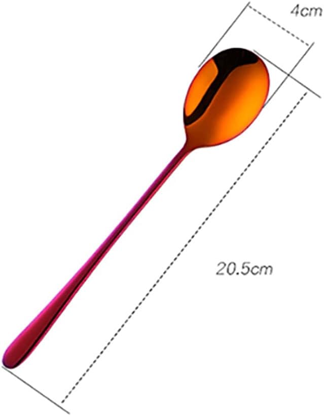 Spoons Color Stainless Steel Spoon, Long Handle for Household Dessert Honey Spoon Coffee Spoon,Perfect for Special Events,Wedding Ect (Color : D) (B)