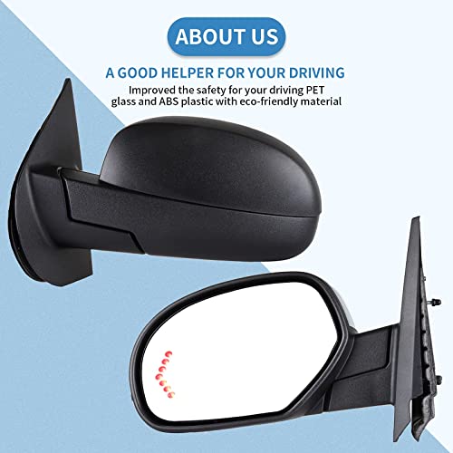 ECCPP Side Mirrors A Pair of Rear View Mirrors Power Folding Power Heated Turn Signal Memory Black Door Mirror Replacement fit for 2007-2013 For Chevy Silverado For GMC Sierra 1500/2500 HD/3500 HD - Thumbnail 7