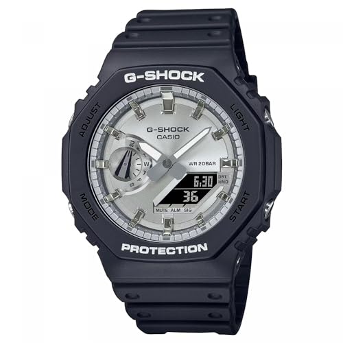 Image of Casio Unisex 48.50mm Quartz Watch with Silver Analogue - Digital dial and Black Plastic/Resin Strap Strap GA-2100SB-1AER
