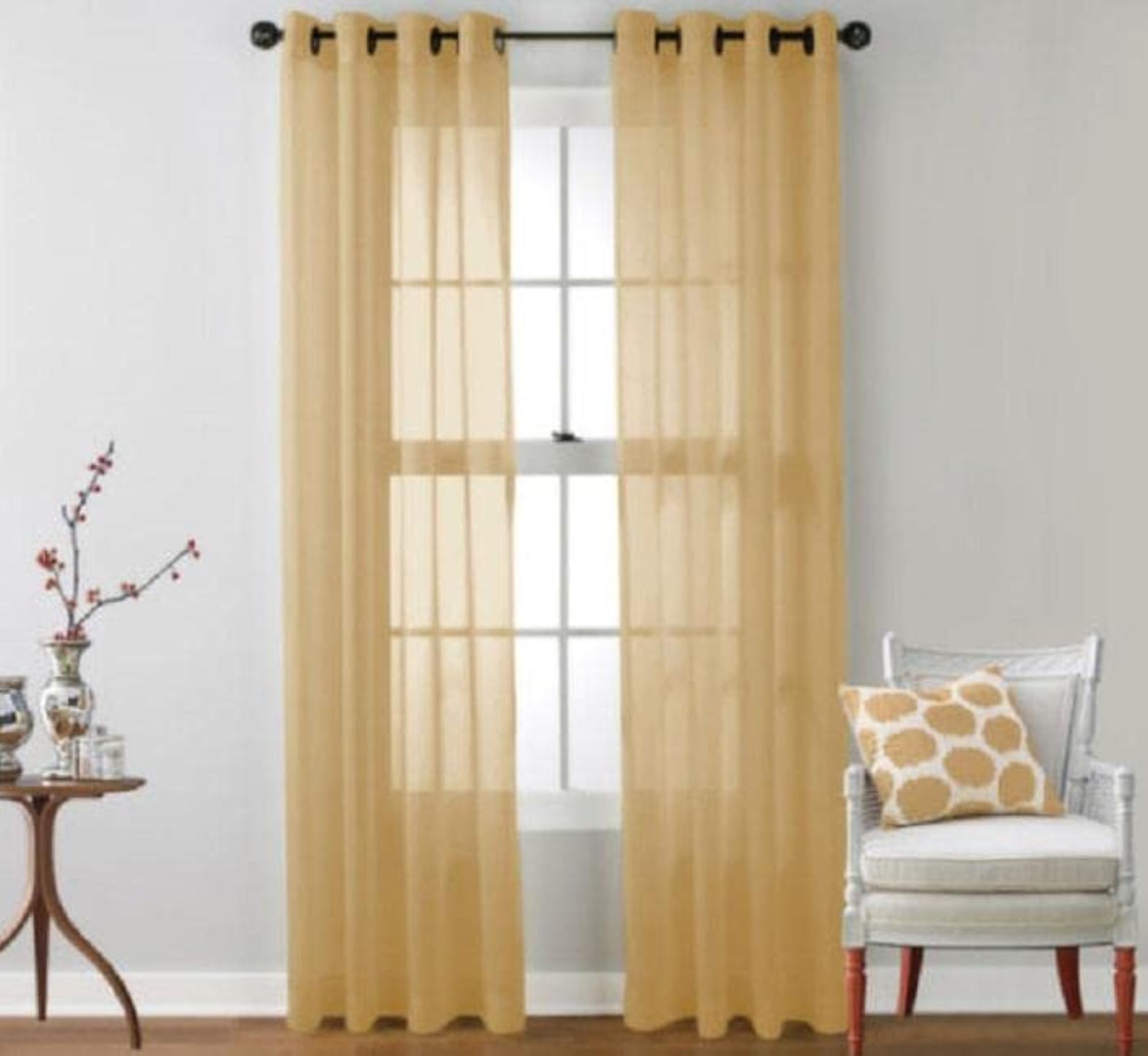 Elegant Eyelet Curtain Dapes Solid Window Panel Room Door Decor Beige