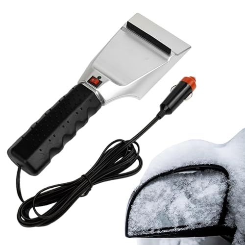 Rascador de hielo calentado para coche,Rascador de nieve eléctrico calentado para coche - Pala quitanieves para parabrisas de 12 V,Raspador calentado, herramienta de eliminación de nieve, pala de hiel