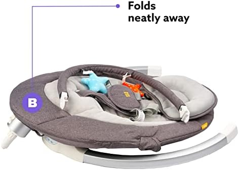 BABABING | Electric Baby Bouncer Hub Swing with Bluetooth Digital Display | Baby Rocker with 5 Swing Settings | Built-In Timer and Lightweight | Suitable for Newborn