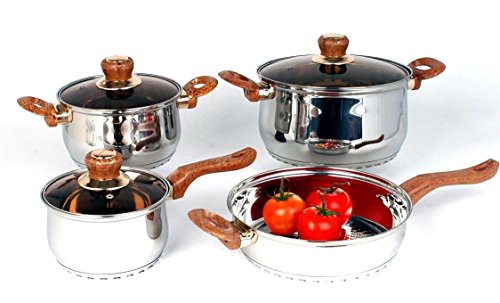 Uniware Stainless Steel Cookware Set (7 Pcs (2.0qt 2.8qt 6.4qt Pot and 24cm Frying Pan))