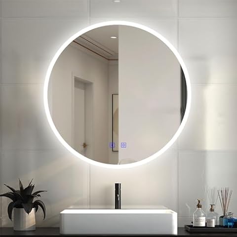 MYB Round LED Bathroom Mirror with Bluetooth Cover