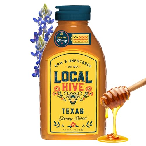 Local Hive Texas Raw & Unfiltered – 16 oz | 100% Pure U.S. Honey | Natural Sweetener Sourced from American Bees & Beekeepers | Robust Full-Bodied Flavor | Ideal for Tea, Baking & Cooking