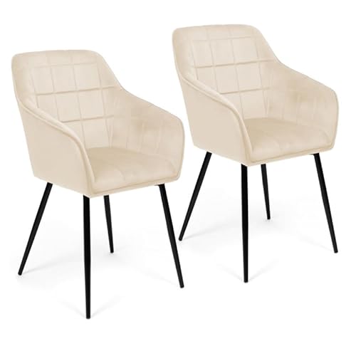 IDMarket Juego de 2 Sillas de Comedor Mady Terciopelo Beige