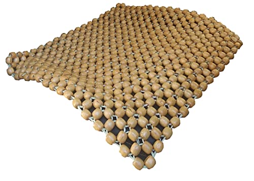 Image of Q1 Beads Wooden Beads Mbeige Bead Seat Wooden Cushion Cover Pad For Acupressure Sitting Suitable For Car,Suv, Office Chair (Beige, 1 Pc.)