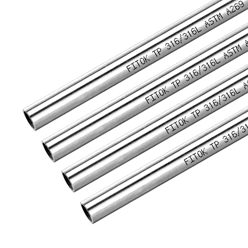 316/316L Stainless Steel Seamless Tubing 1/2" OD 0.065" Wall 80" Length