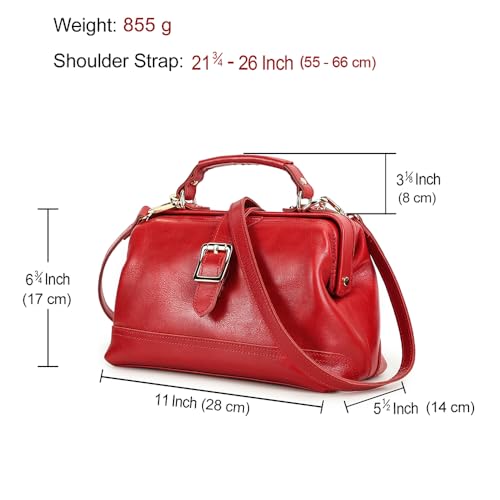 Image of CONTACTS Full Grain Leather Doctor Purse Bag for Women Top Handle Bag Vintage Handbag Shoulder Bag