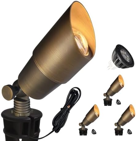 COLOER Die-cast Brass Landscape Spotlights 4 Pack with MR16 (101B Bronze)