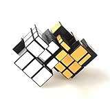 AI-YUN Gold and Silver Sticker Conjoined 3x3 Mirror Cube, Bandaged 3x3x3 Speed Cube, Unequal Block 3x3x5 Large Mirror Cube Puzzle Toy, Black