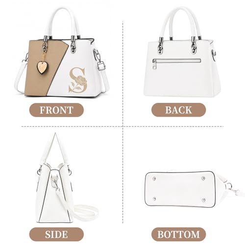 Bolso Satchel Tote para Mujer en Cuero PU Beige miniatura 4