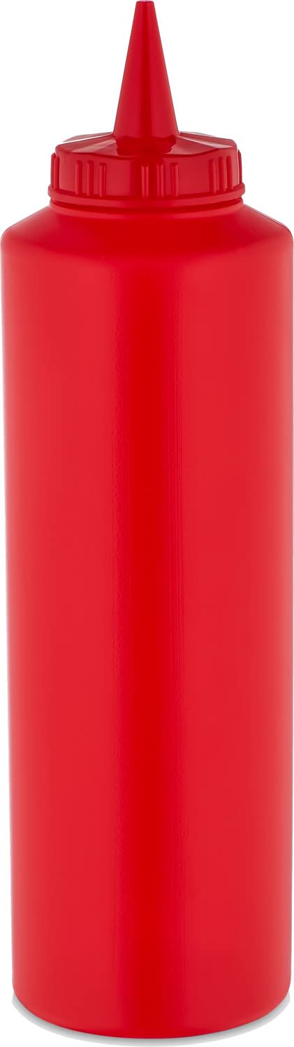 Sterling Ventures Squeeze Sauce Bottle for Condiment Colour Coded and Clear (750ml Red Bottle)