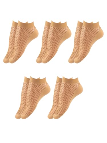 Image of Women's Mesh Short Socks Hollowed Out Fishing Net Ankle Socks Wearable Spring and Summer Thin Breathable Stockings