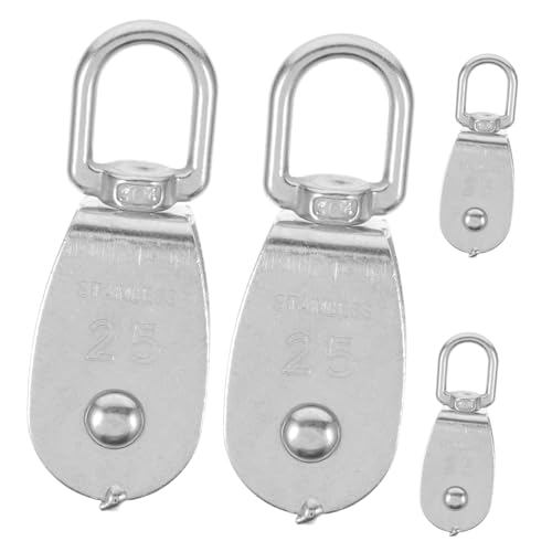 PartyKindom Mechanical Pulley U-Shaped Single Pulley Block for Lifting 4pcs Stainless Steel Wire Rope Pulley Protect