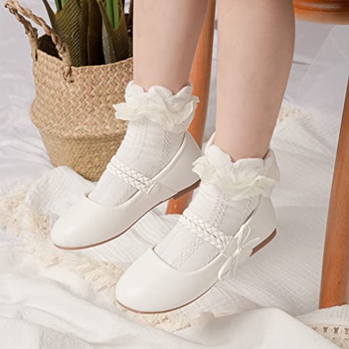 KIDSUN Toddler Girls Dress Shoes Mary Jane Flats Bow Princess Ballerina Wedding Party Back to School Shoes for Kids3