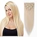 Produktbild Silk-co Clip In Extensions Echthaar - #70 Bleich weiß - 8 Tressen 18 Clips - 70g DÜNN Tressen Haarverlängerung Remy Echthaar Extensions Clip In Glatt 50cm