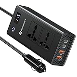 Portronics Zaptor 200W Car Inverter with Dual AC Sockets, 20W Type-C PD, 36W USB-A Ports, Input Voltage Display, AC ON/OFF Switch, Multi-Protection, 6-in-1 Power Converter for Cars & Road Trips(Black)
