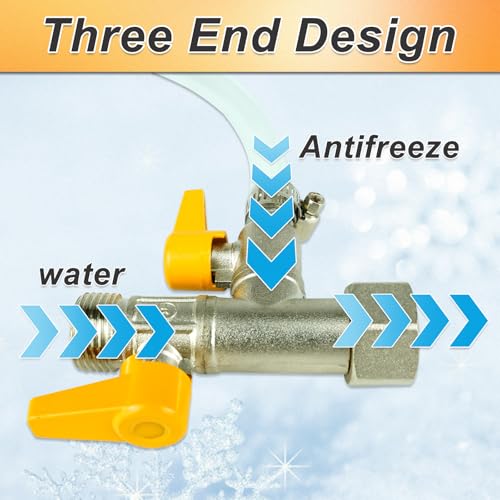 Image of Upgraded RV Winterization Kit Full Flow RV Winterization Parts 3-Way Brass Dual Shutoff Design Freezer Protection by-Pass Pump Converter Valve Replacement Kit (1 /2 inchNPT)
