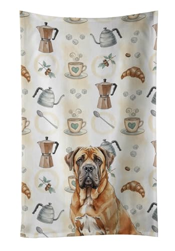 Caroline's Treasures Neapolitan Mastiff Coffee Bar Kitchen Towel Velour Plush Front and Cotton Loop Back Machine Washable
