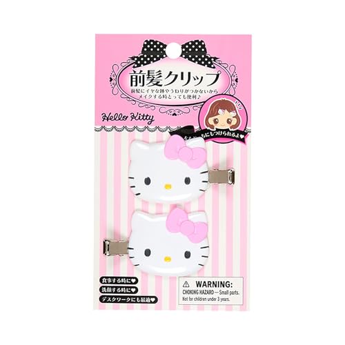 Sanrio Hello Kitty Hair Bang Clips Pink ABS Resin Right and Left Facing Set for Makeup Facial Cleansing Desk Work Suitable for Ages 3 and Up 660621