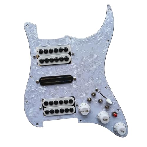 ピックガードピックアップ 配線済みロード ST ピックガード HSH ホワイトハムバッカーアルニコ V ピックアップセットコイル分割スイッチ ST エレキギター(B)