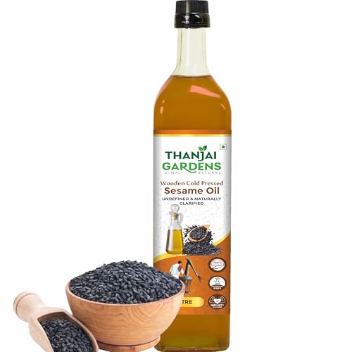 Image of THANJAI GARDENS Wooden Cold Pressed Gingelly Oil, 1 Litre