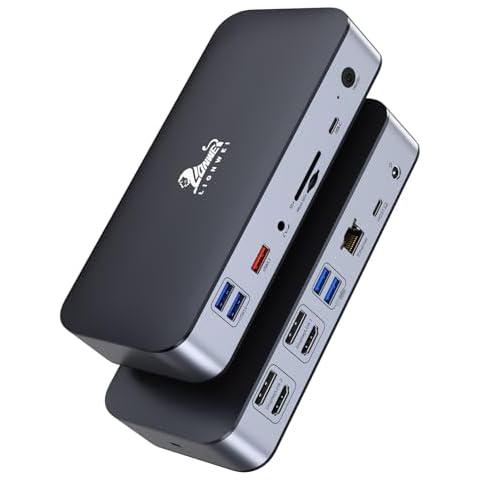 DisplayLink Docking Station Dual Monitor, LIONWEI USB C Dock for MacBook M1 M2/Windows with 2 HDMI,2 DisplayPort,2.5 Gigabit Ethernet,120W DC Power Supply,6 USB Ports,SD/Micro sd,Audio Cover