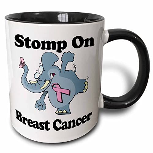3dRose Elephant Stomp On Breast Cancer Awareness 11oz Two-Tone Black Mug