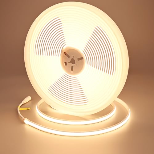GOMING 24V 10M Neon COB Ruban LED Blanc Chaud 3000K IP67 étanche 312LEDs/M CRI 93+ 6300lm 11W/M Lueur Uniforme Flexible Bande LED Autocollante pour Accueil Décorer(Alimentation non Incluse)