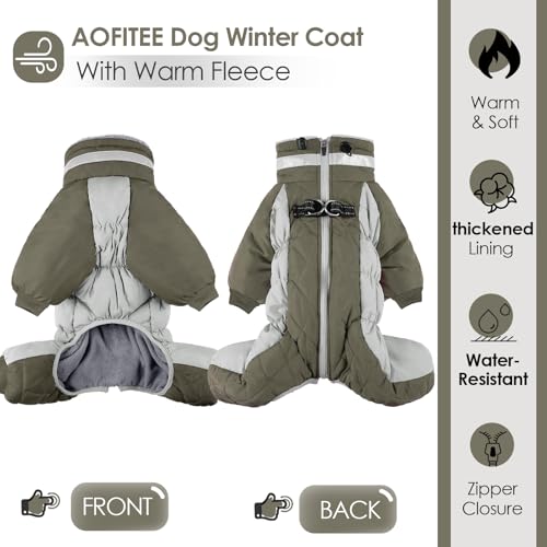 AOFITEE Winteroverall für Hunde - Wasserdichter Hundejacke Große Hunde mit Beinen, Winter Warmer Hundemantel mit Geschirr Gefütterter Hundeoverall, Wintermantel Hund für Deutscher Schäferhund