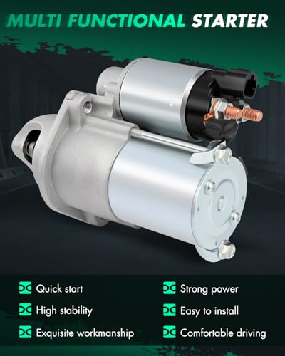 Image of SCITOO Starter Motor 36100-25020 19090 for Hyundai Santa Fe 2010-2014 Sonata 2009-2014 for KIA Optima 2013-2014 Sorento 2011-2014 2.4L ‎1.2 Kw /12 Volt CW 10-Tooth Pinion