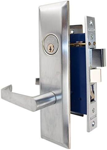Marks Metro 116A Satin Chrome US26D Entry Left Handed (In-Swing) Thru-Bolted Mortise Lockset With Angled Lever Escutcheon Plates