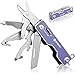 Mini Multitool Scissors, 7 in 1 Folding Scissors 420 Stainless Steel Multi-Tools, Little Scissors Heavy Duty with Automatic Rebound for Office, Desk,Manual Working, DIY Activity (Silver gray)