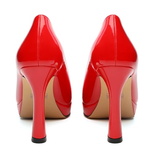 Womens Platform Heeled Pumps, Pointed Toe Stilettos Pumps for Women, Platform Heels Dress Pumps 4"4