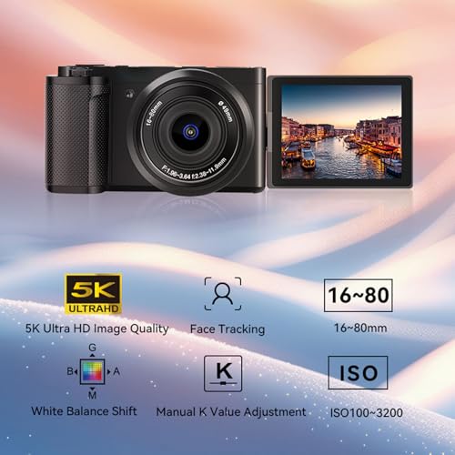Cámara digital 5K 64MP sin espejo con zoom óptico 5X miniatura 3
